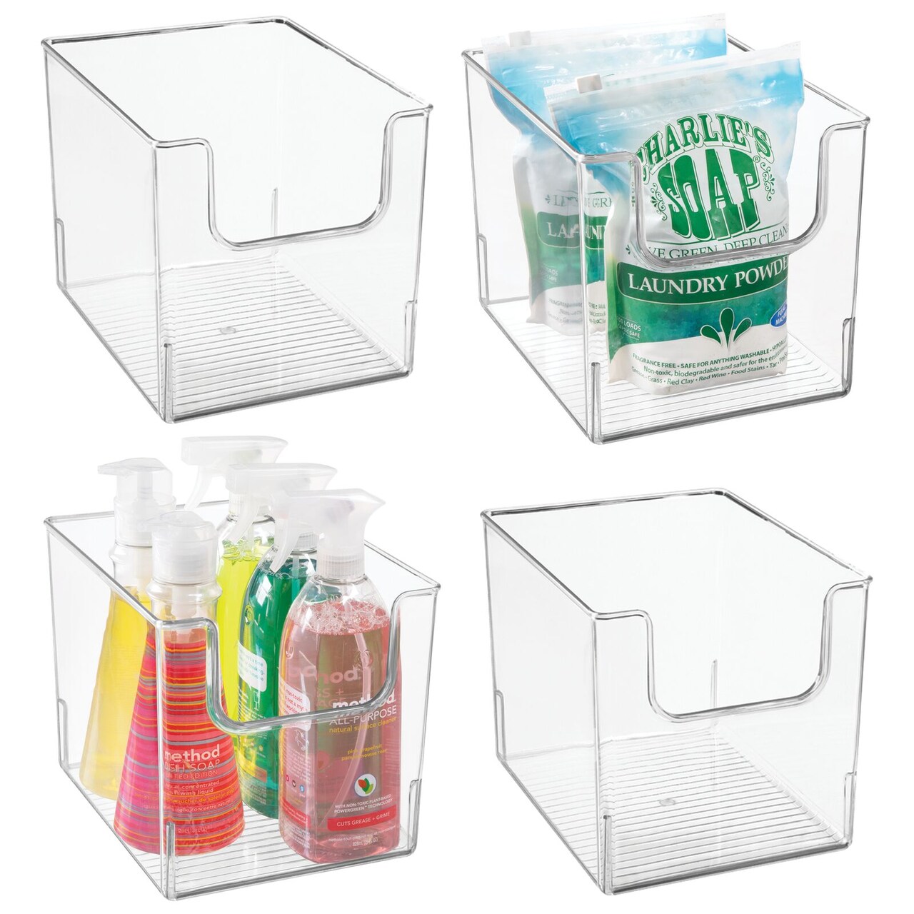 mDesign Open Front Plastic Storage Bin for Cube Furniture, 12 W, 4 Pack -  Clear